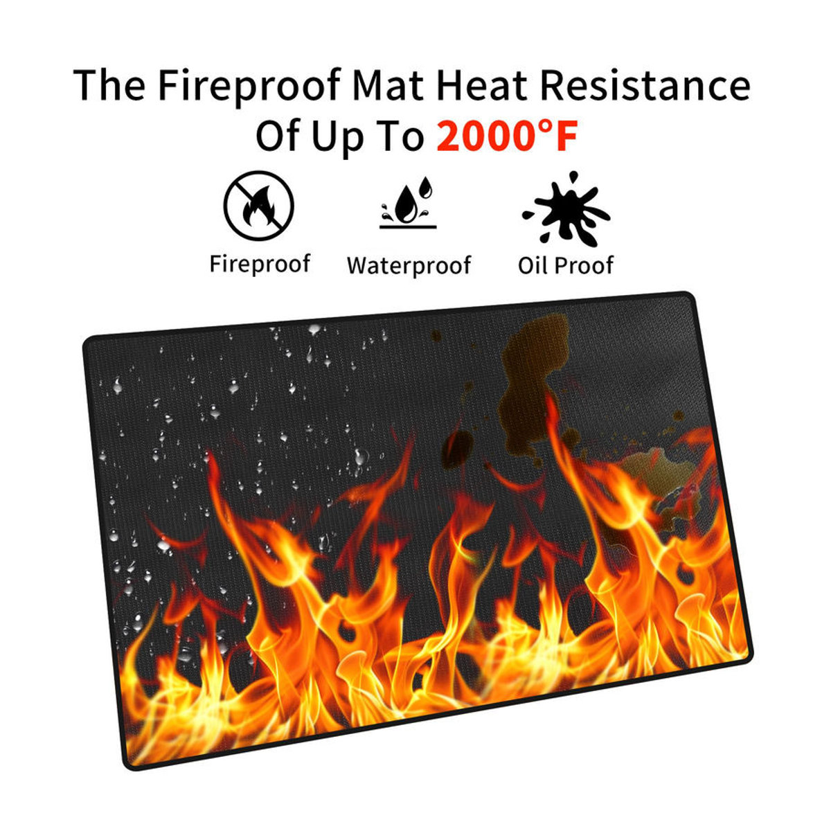 Binchi Garden Grillmatte für den Außenbereich, feuerfeste und ölresistente Schutzmatte aus Glasfaser und Silikon, Schwarz, B/T: 120 x 190 cm - Bild 6