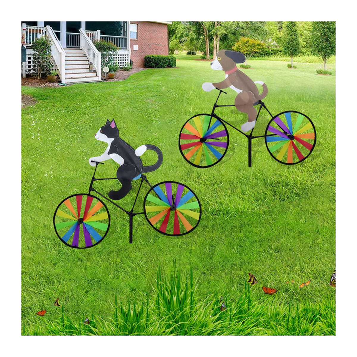 Binchi Garden Windrad Fahrrad Retro Gartenstecker Bunt aus Metall und Kunstharz - Bild 2