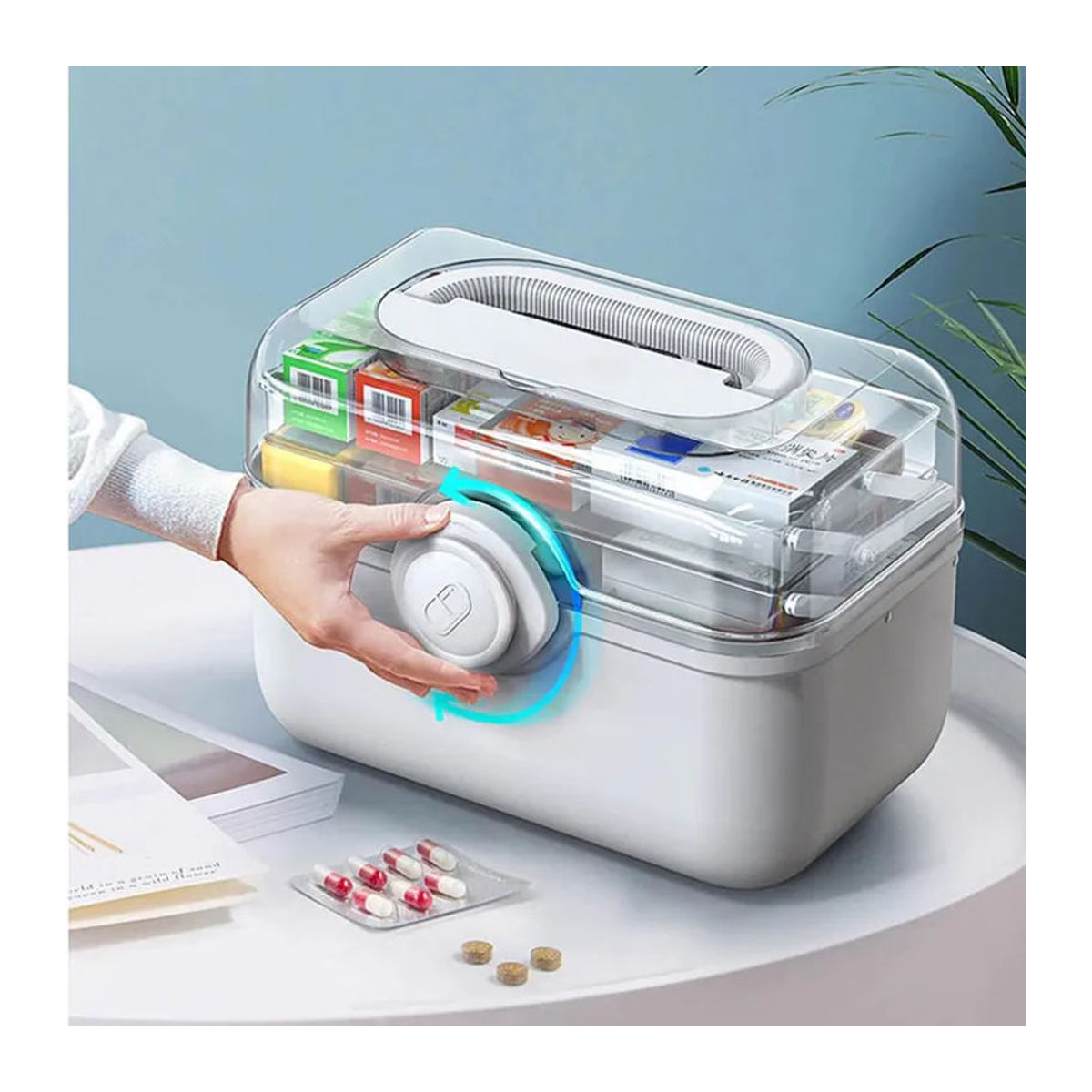 Binchi Health Electronics Medikamenten-Organizer für die Familie in Grün mit großer Kapazität und minimalistischem Design - Bild 2