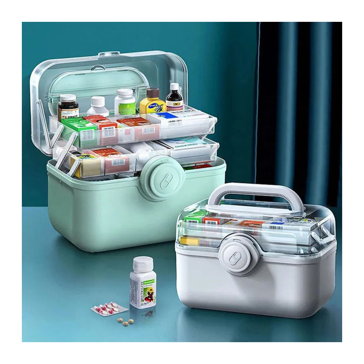 Binchi Health Electronics Medikamenten-Organizer für die Familie in Grün mit großer Kapazität und minimalistischem Design - Bild 3