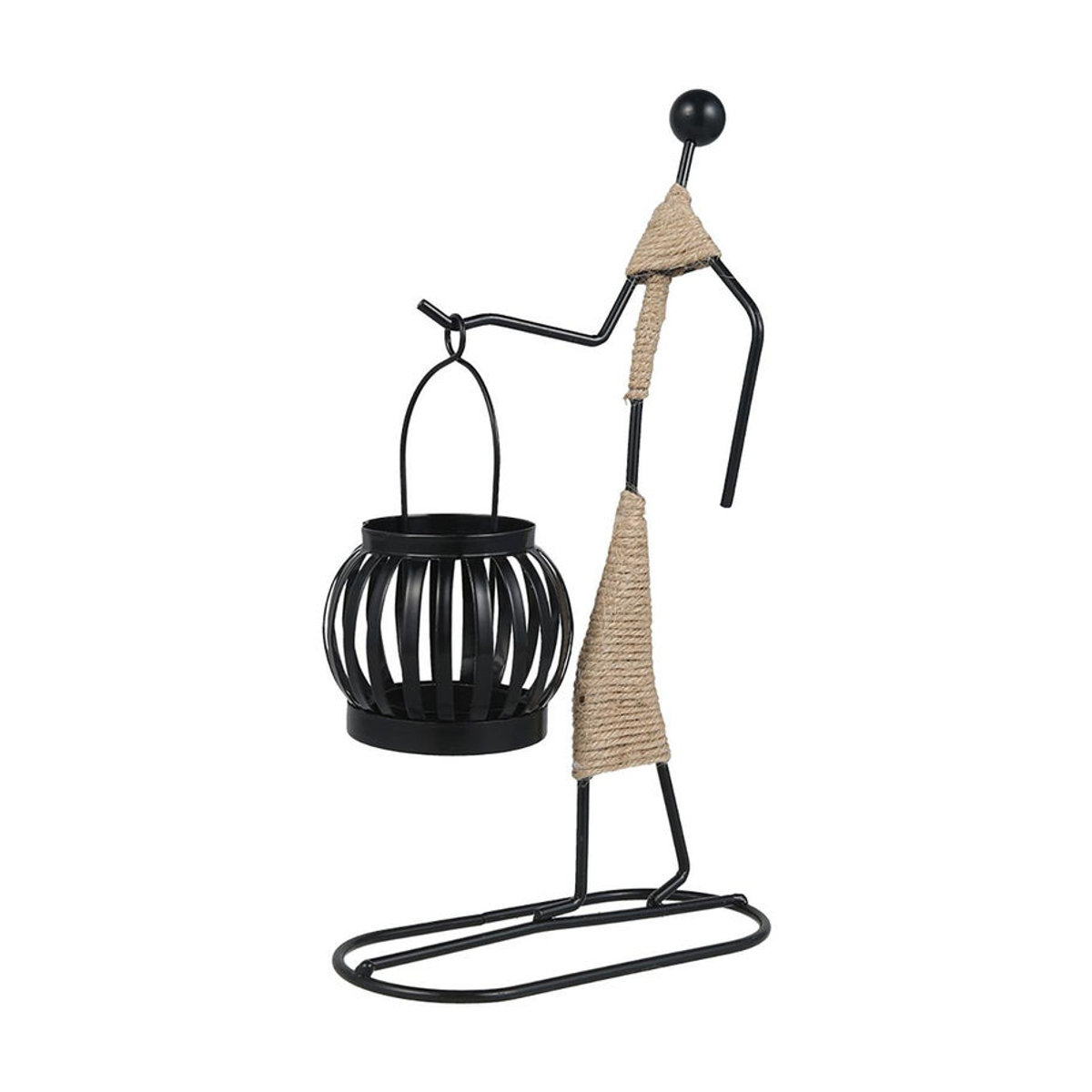 Binchi Lighting Appliances Kerzenständer aus Metall in Schwarz mit skandinavischem Design als abstrakte Mensch-Skulptur für Teelichter, Stumpenkerzen und Votivkerzen - Bild 3