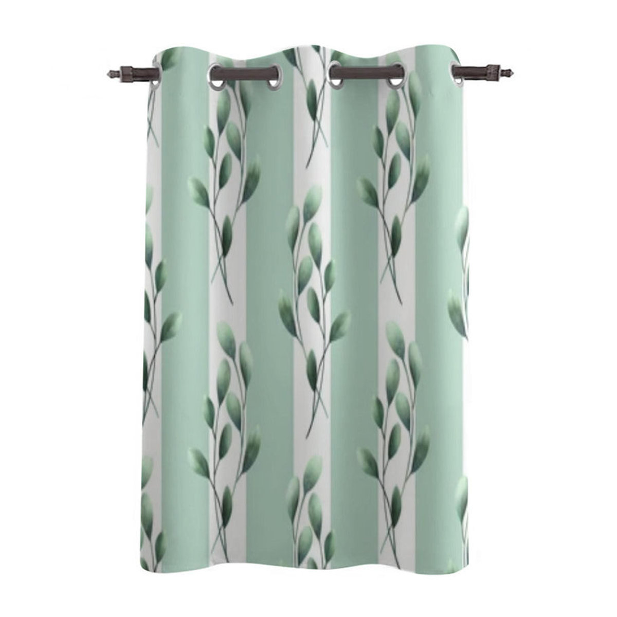 Binchi Outdoor Equipment Fenstergardinen mit grünem Blätter- und Streifenmuster, transparente Vorhänge für Wohnzimmer und Küche, Breite: 135 cm, Höhe: 60 cm - Bild 2