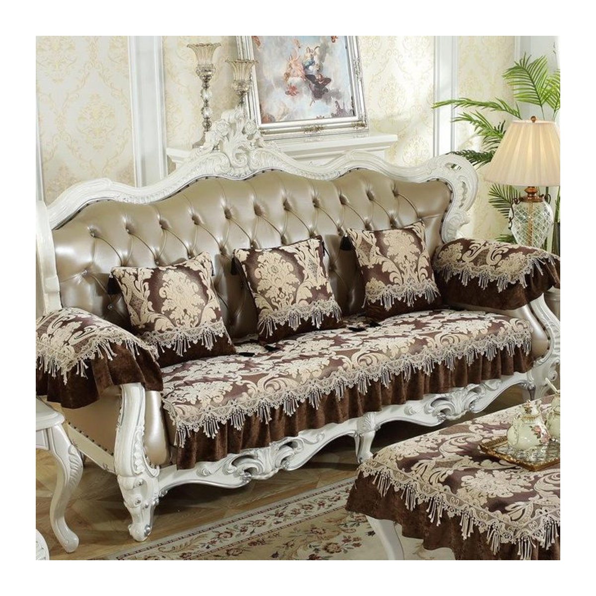 Binchi Outdoor Equipment Jacquard Chenille Sofa Sitzkissen mit Silikon Rutschfest-Beschichtung B/T: 120 x 70 cm, Höhe: 18 cm - Bild 1