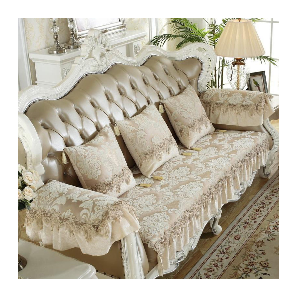 Binchi Outdoor Equipment Jacquard Chenille Sofa Sitzkissen mit Silikon Rutschfest-Beschichtung B/T: 120 x 70 cm, Höhe: 18 cm - Bild 3