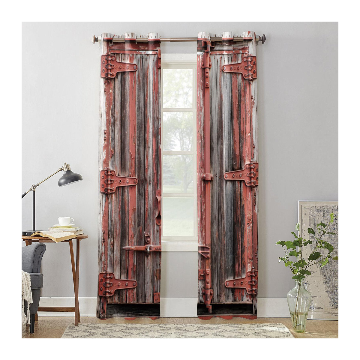 Binchi Outdoor Equipment Strickvorhänge Retro Design für Fenster und Türen, mehrfarbig, semi-transparent, B: 135 cm, H: 60 cm - Bild 1