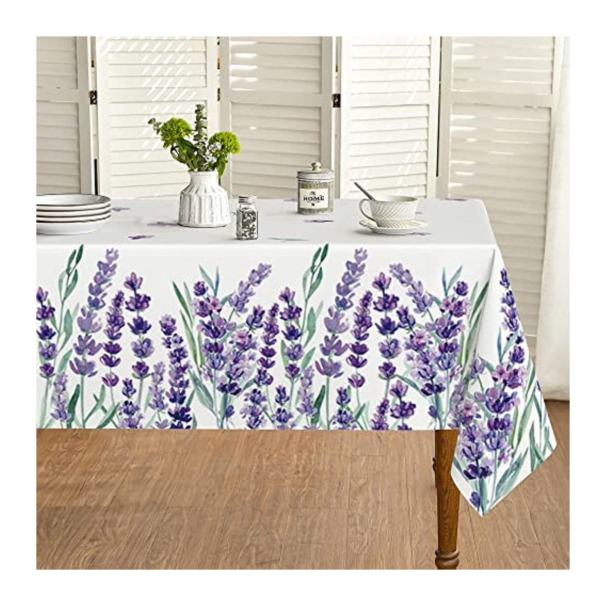 Binchi Outdoor Equipment Tischdecke mit lila Lavendel Muster in Weiß, Rechteckig, 70 x 70 cm - Bild 4