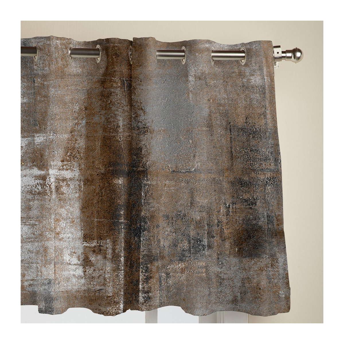 Binchi Outdoor Equipment Vorhang im Vintage Country Style mit abstraktem Ölgemälde Textur Design, Farbe Braun, B: 135 cm, H: 115 cm - Bild 4