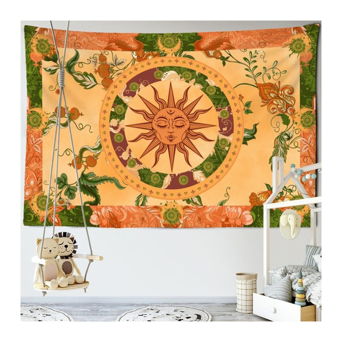 Binchi Outdoor Equipment Wandbehang mit psychedelischem Engel Design in Orange, B: 95 cm, H: 70 cm - Bild 1