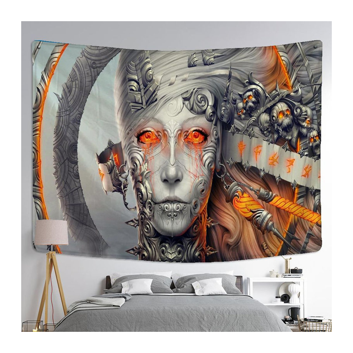 Binchi Outdoor Equipment Wandbehang mit Roboter-Tier-Motiv im Science-Fiction-Stil, mehrfarbig, Textil-Wanddekoration im Bohemian-Design, Breite: 95 cm, Höhe: 70 cm - Bild 2