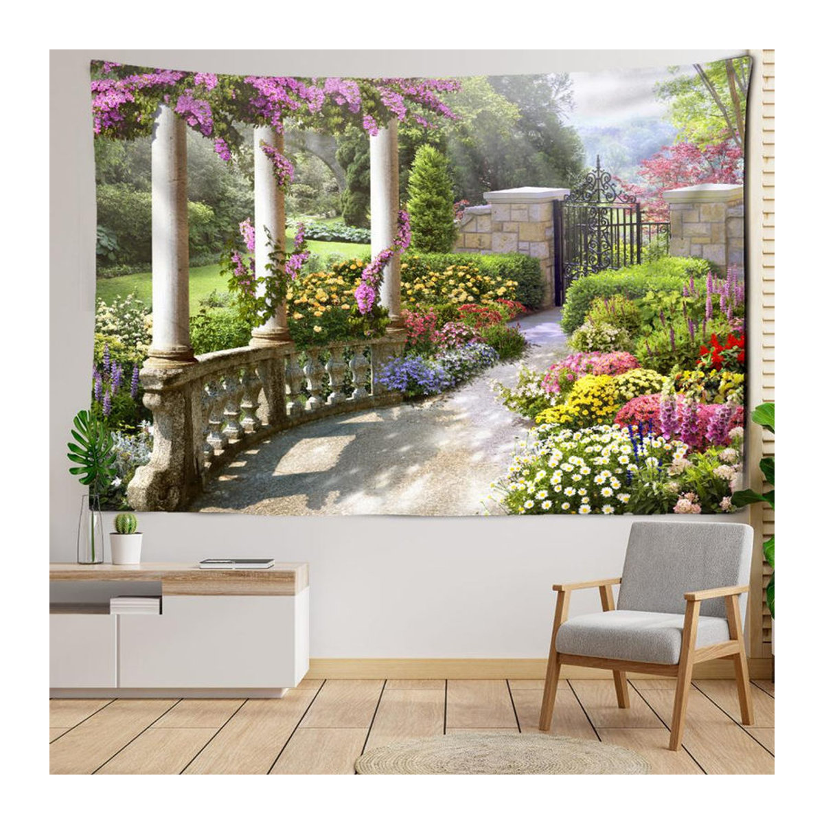 Binchi Outdoor Equipment Wandteppich im Bohemian Stil mit Landschaft und psychedelischem Engel, mehrfarbig, Textil, B/H: 95 x 70 cm - Bild 4