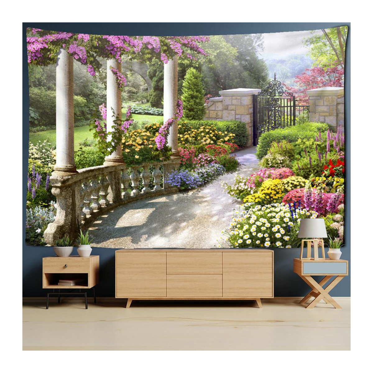 Binchi Outdoor Equipment Wandteppich im Bohemian Stil mit Landschaft und psychedelischem Engel, mehrfarbig, Textil, B/H: 95 x 70 cm - Bild 5