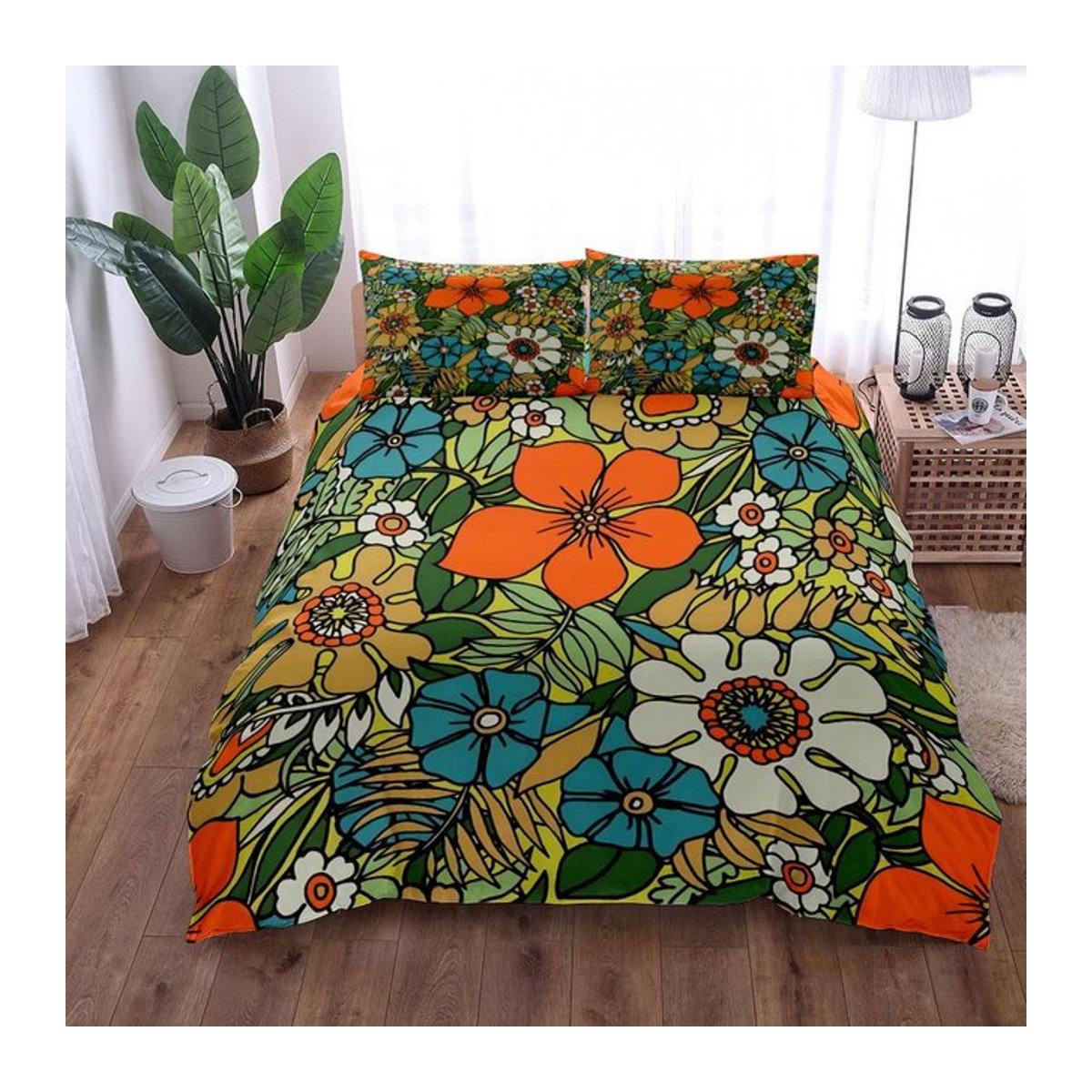 Binchi Outdoor Product Bettwäsche Set Retro 70er Jahre Teller Vintage mehrfarbig B/H: 140 x 200 cm - Bild 1