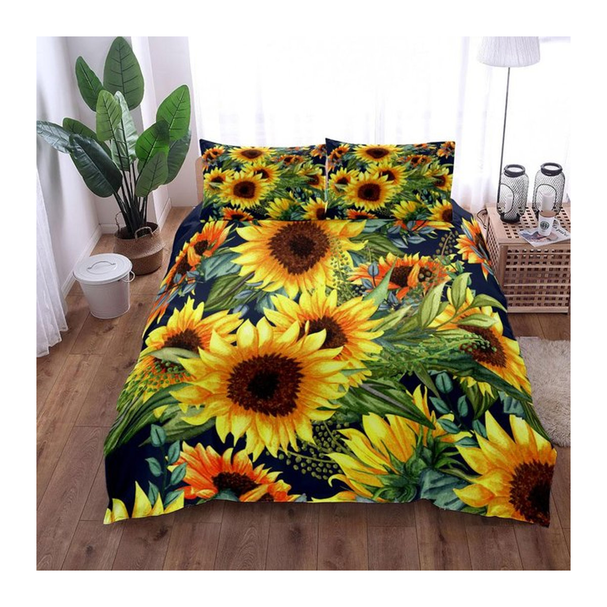 Binchi Outdoor Product Bettwäsche Set Vintage Van Gogh Sonnenblumen in Gelb, B/H: 155 x 215 cm - Bild 1