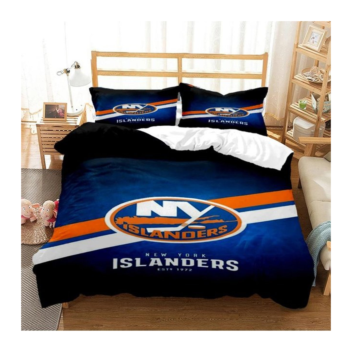 Binchi Outdoor Product Eishockey Bettwäscheset mit Cartoon-Design in Blau, Bettbezug und Kissenbezüge, B/H: 140 x 210 cm - Bild 1
