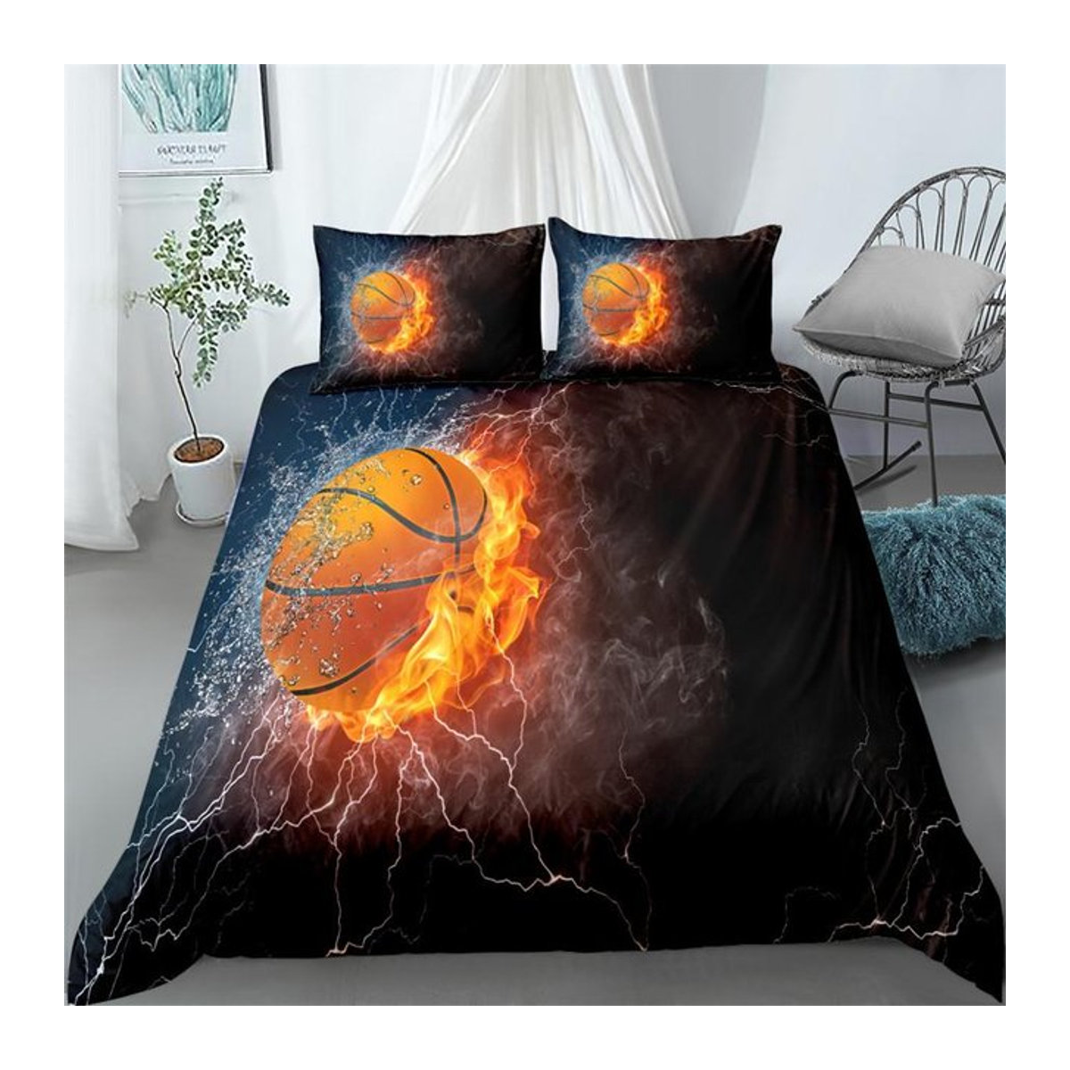 Binchi Outdoor Product Firing Basketball 3D-Bettwäsche-Set mehrfarbig B/H: 135 x 200 cm - Bild 1