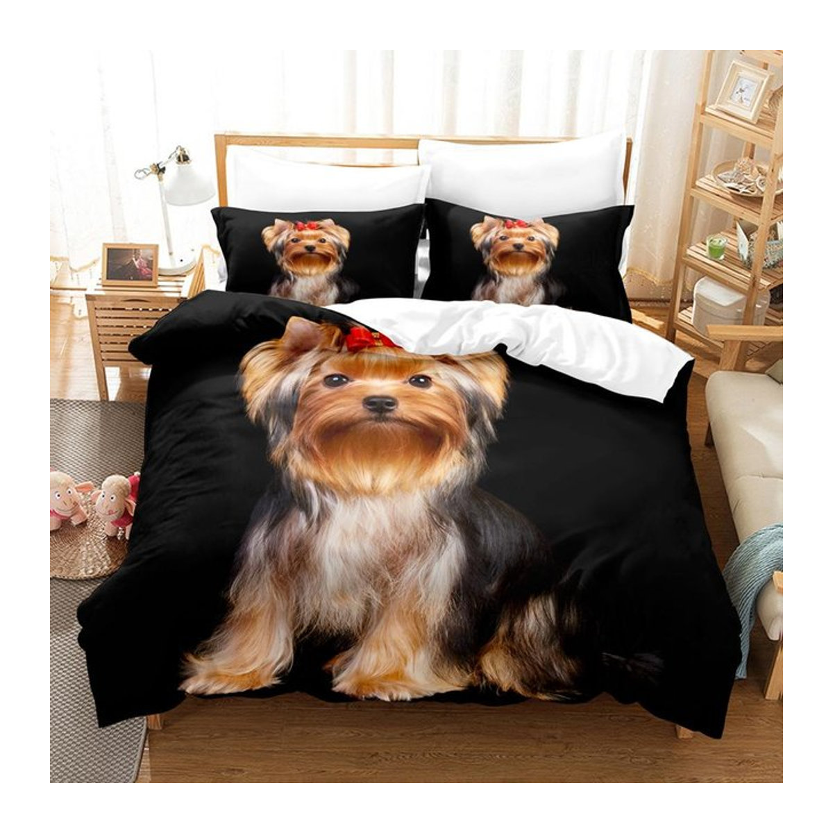 Binchi Outdoor Product Hunde-Bettwäsche-Set mit 3D-Druck in Schwarz, B/H: 140 x 200 cm, 3-teilig - Bild 1