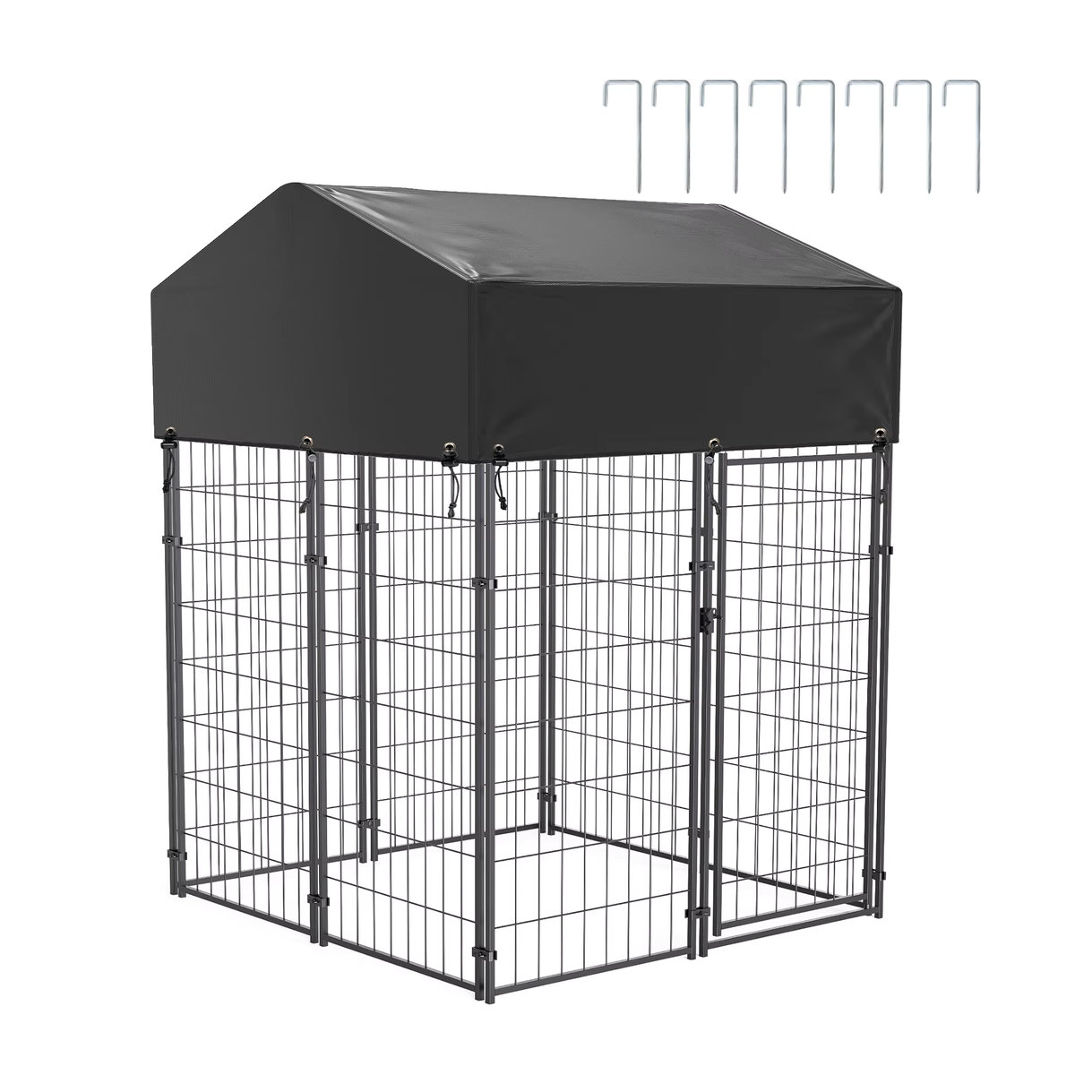 BINGOPAW Hundezwinger aus Metall mit wasserdichter Abdeckung und Pfählen in Schwarz - Bild 6