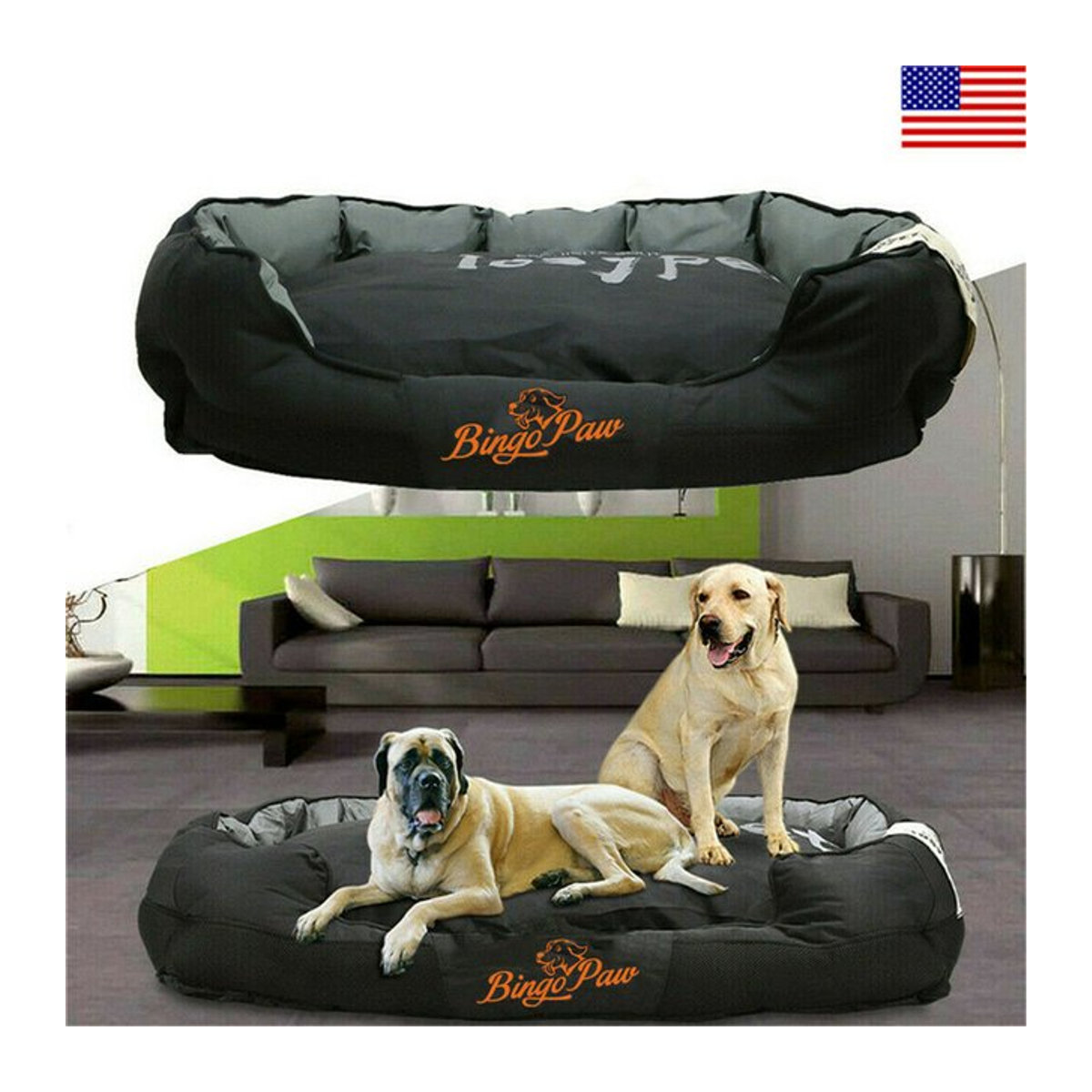 BINGOPAW Orthopädisches Hundebett XXL in Schwarz, wasserdicht und waschbar - Bild 1