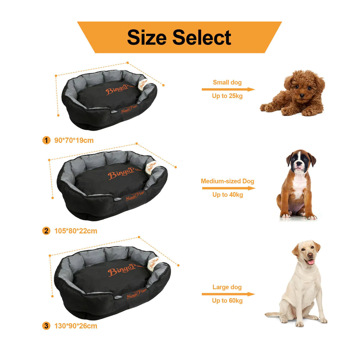 BINGOPAW Orthopädisches Hundebett XXL in Schwarz, wasserdicht und waschbar - Bild 5