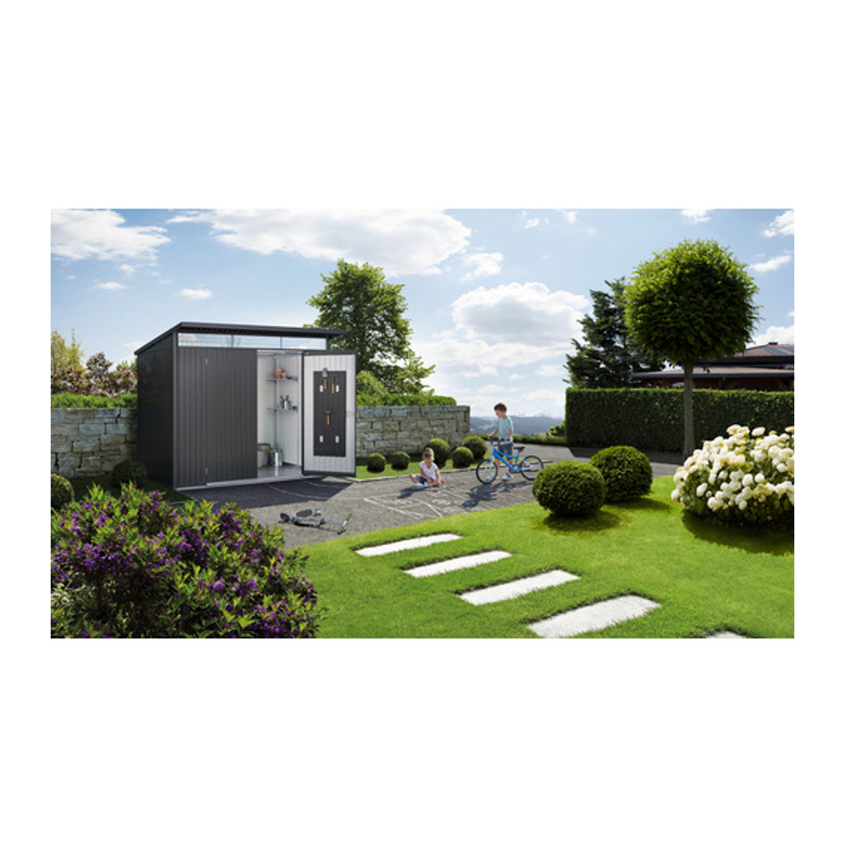 BIOHORT Gerätehaus AvantGarde Eco in Dunkelgrau-Metallic, B/H/T: 260 x 218 x 220 cm - Bild 2