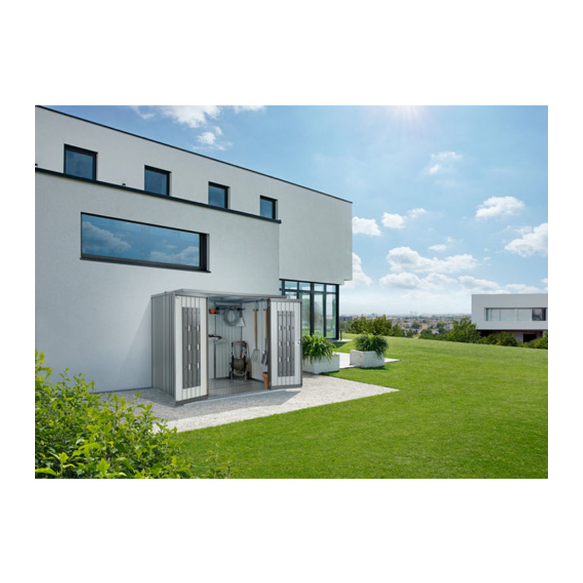 Biohort Gerätehaus Geräteschrank aus Stahl in Quarzgrau-Metallic, Größe 230 Large, B/H/T: 228 x 184 x 155 cm - Bild 2