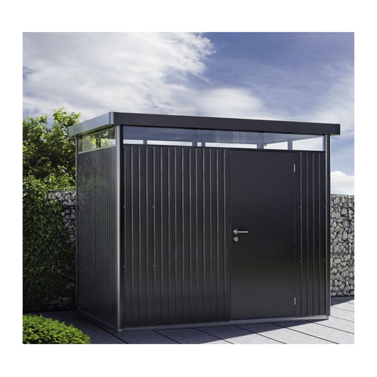 Biohort Gerätehaus HighLine aus Stahl in Grau Anthrazit B/H/T: 275 x 222 x 275 cm - Bild 1