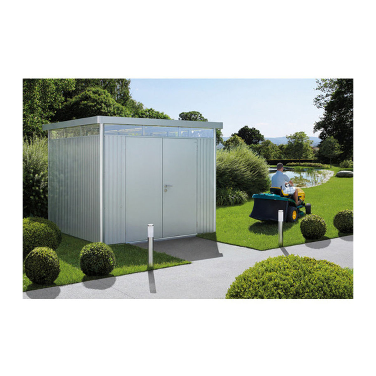 Biohort Gerätehaus HighLine aus Stahl in Silber, B/H/T: 275 x 222 x 261 cm - Bild 2