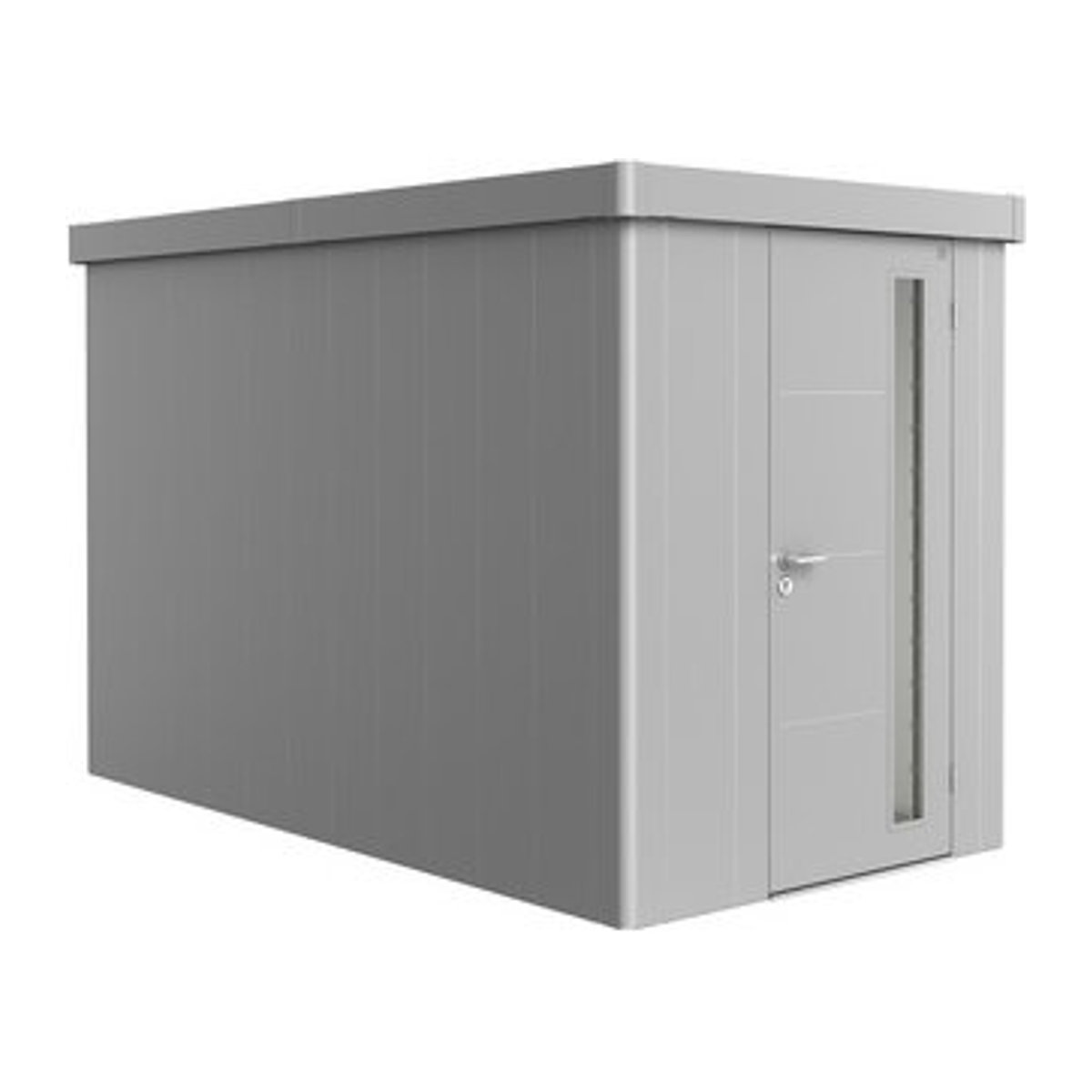 Biohort Gerätehaus Neo aus Stahl in Silber, B/H/T: 180 x 222 x 348 cm - Bild 1