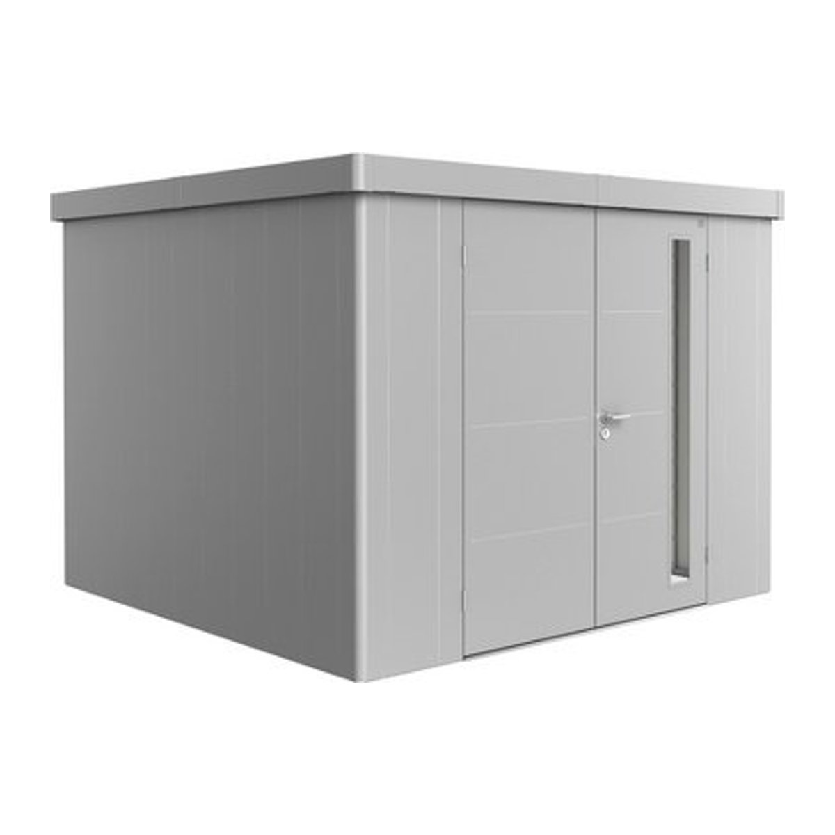 Biohort Gerätehaus Neo aus Stahl in Silber und Grau, B/H/T: 292 x 222 x 292 cm - Bild 1