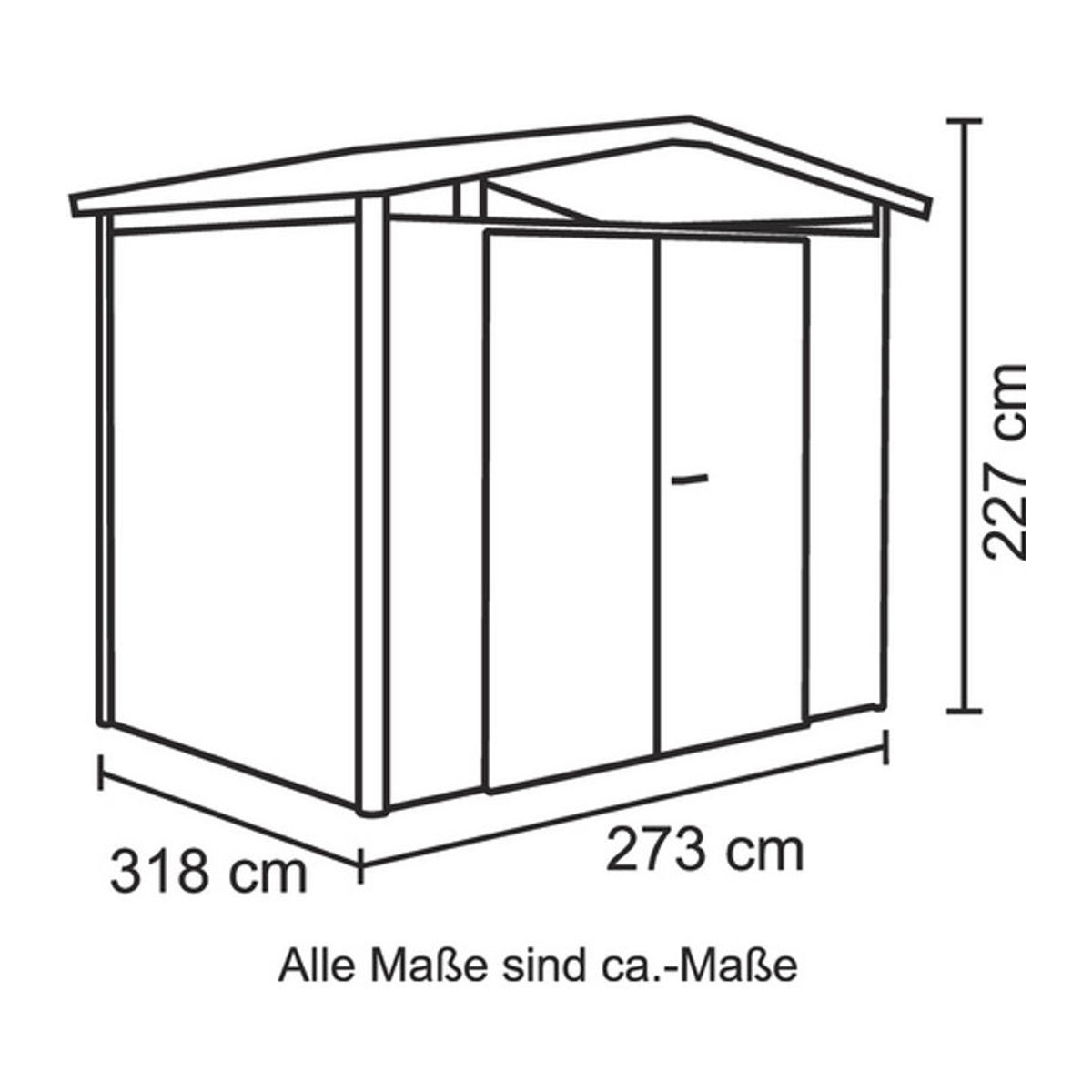 Biohort Gerätehaus Panorama aus Metall in Grau B/H/T: 273 x 227 x 318 cm - Bild 2