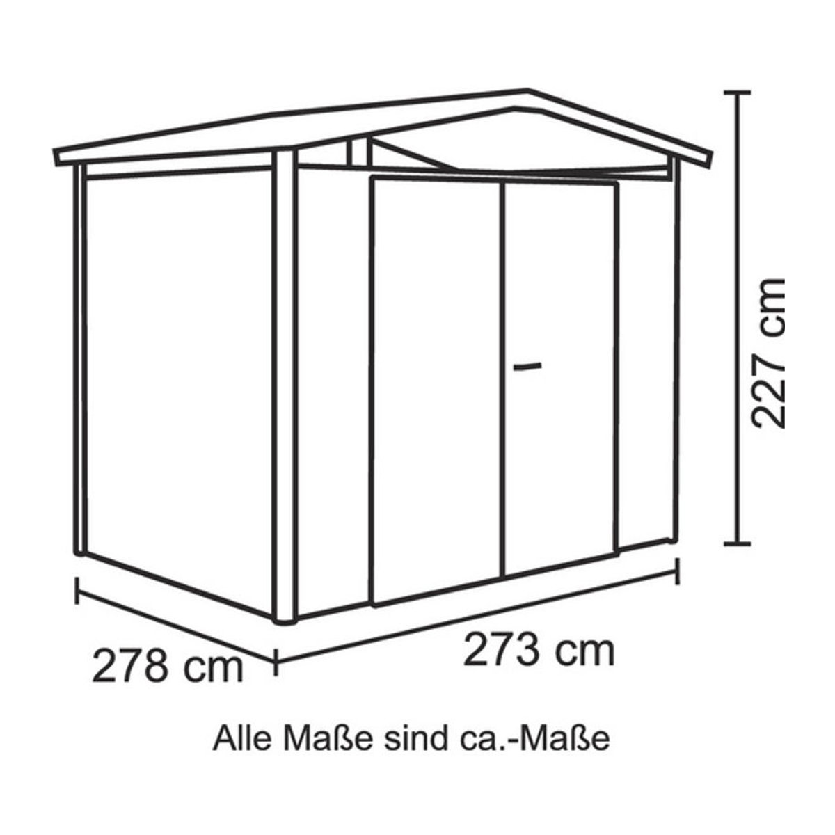 Biohort Gerätehaus Panorama aus Metall in Grau, B x H x T: 273 x 227 x 278 cm - Bild 3