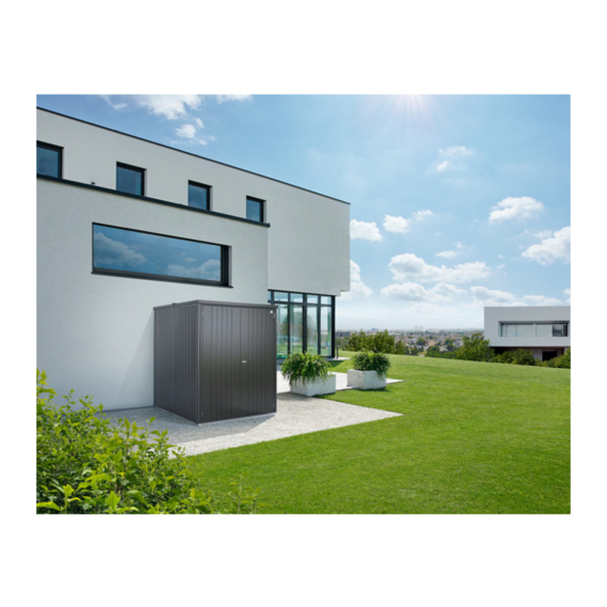 Biohort Geräteschrank Gerätehaus aus Stahl in Anthrazit Grau, B/H/T: 156 x 184 x 155 cm - Bild 2