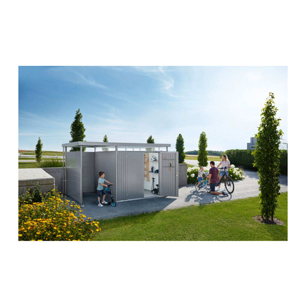 Biohort HighLine Gerätehaus aus Stahl in Grau B/H/T: 275 x 222 x 195 cm - Bild 2