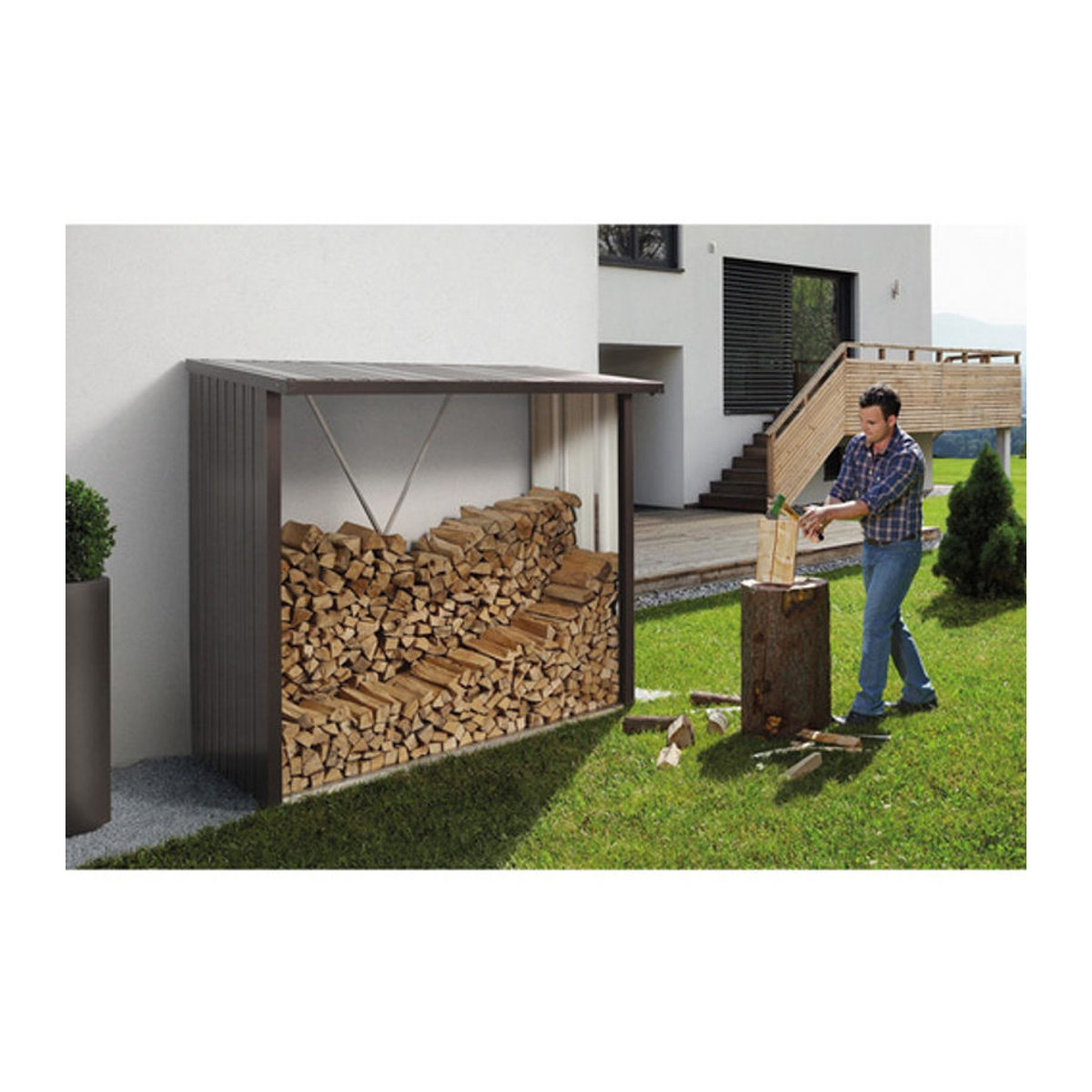 Biohort Kaminholzlager WoodStock 230 in Dunkelgrau-Metallic, B/H/T: 229 x 199 x 102 cm - Bild 2