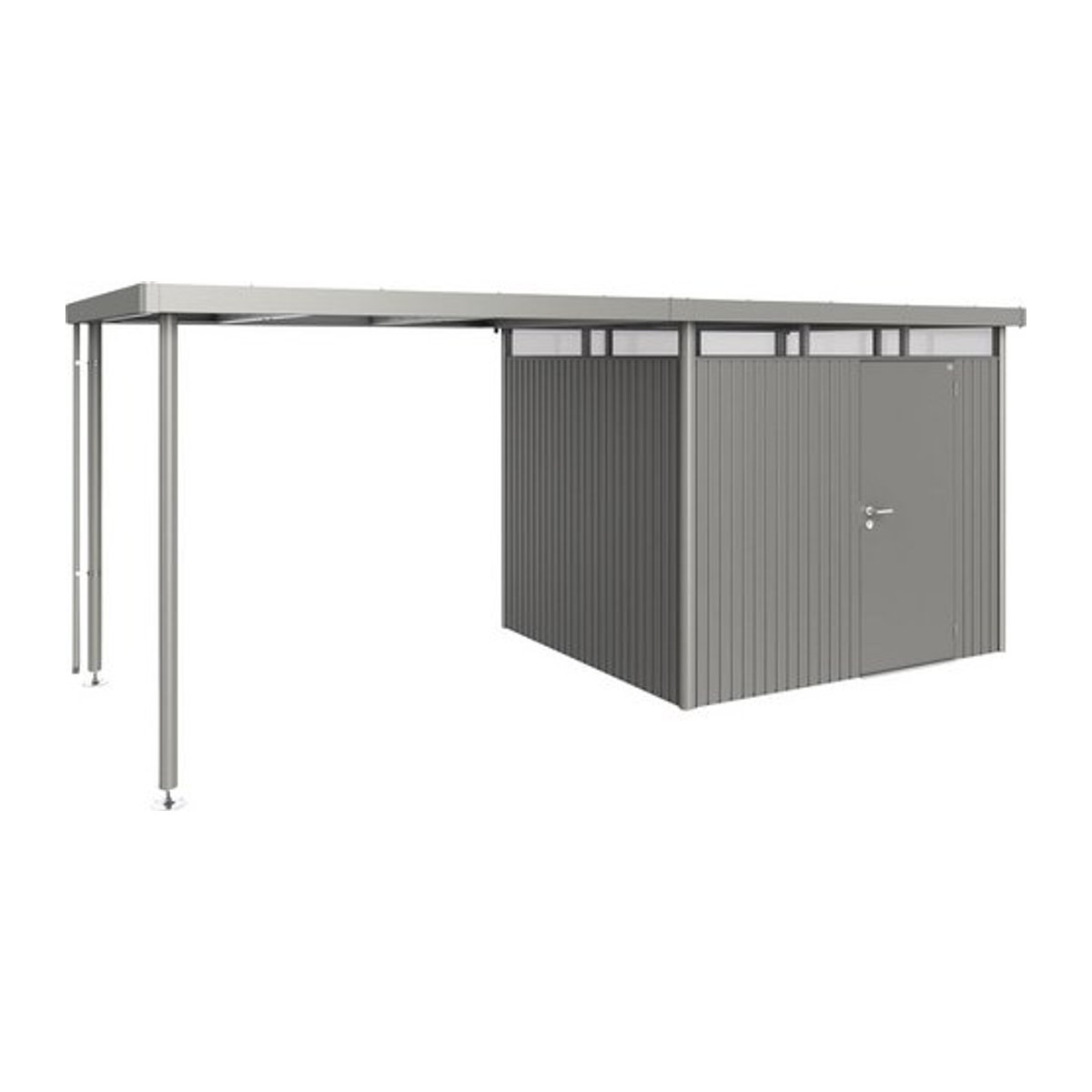 Biohort Seitendach HighLine aus Edelstahl und Stahlblech in Grau, B/T/H: 282 x 235 x 222 cm - Bild 1