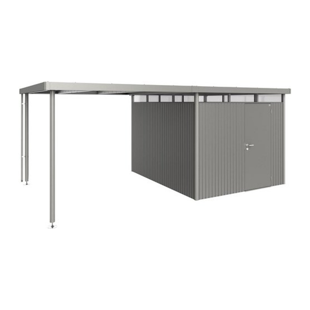 BIOHORT Seitendach HighLine aus Edelstahl und Stahlblech in Grau, B/T/H: 282 x 315 x 222 cm - Bild 1