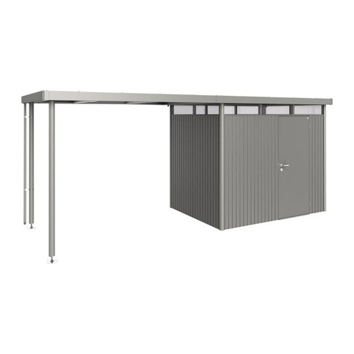 Biohort Seitendach HighLine aus Stahlblech und Edelstahl in Grau, B/T/H: 282 x 195 x 222 cm - Bild 1