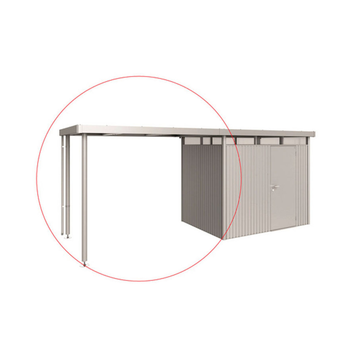 Biohort Seitendach HighLine aus Stahlblech und Edelstahl in Silber, B/T/H: 282 x 195 x 222 cm - Bild 2
