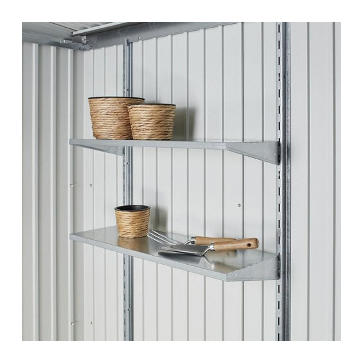 Biohort Set aus 4 Regalböden Standard für Geräteschrank HighLine und Europa, aus Stahl, silberfarben, B: 72 cm, T: 24,5 cm - Bild 1