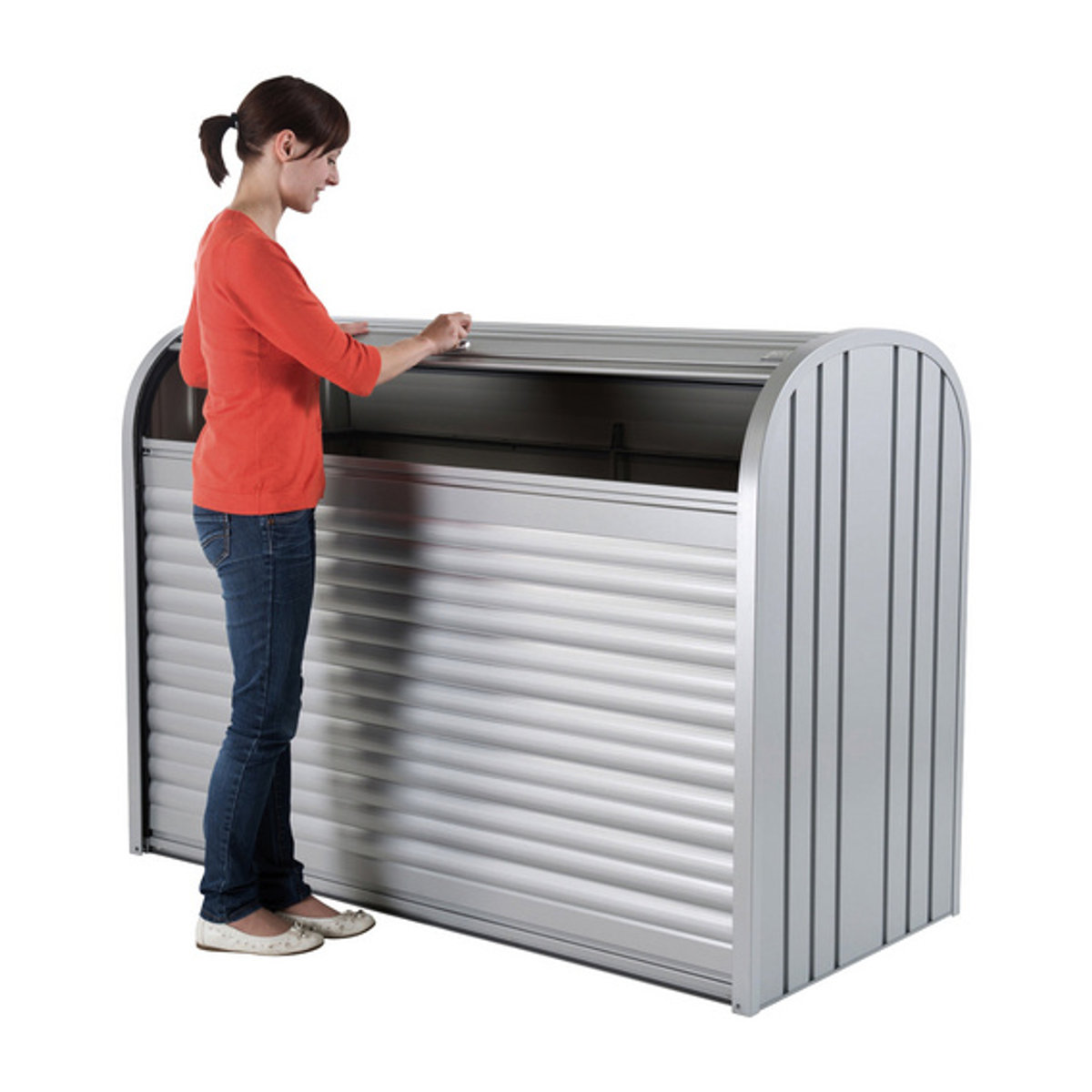 Biohort StoreMax Mülltonnen- und Geräteschrank in Grau mit 2.080 Litern Volumen, B/H/T: 190 x 136 x 97 cm - Bild 2