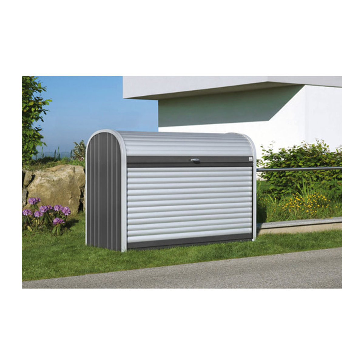 Biohort StoreMax Mülltonnenbox und Geräteschrank in Dunkelgrau-Metallic, B/H/T: 190 x 136 x 97 cm - Bild 1