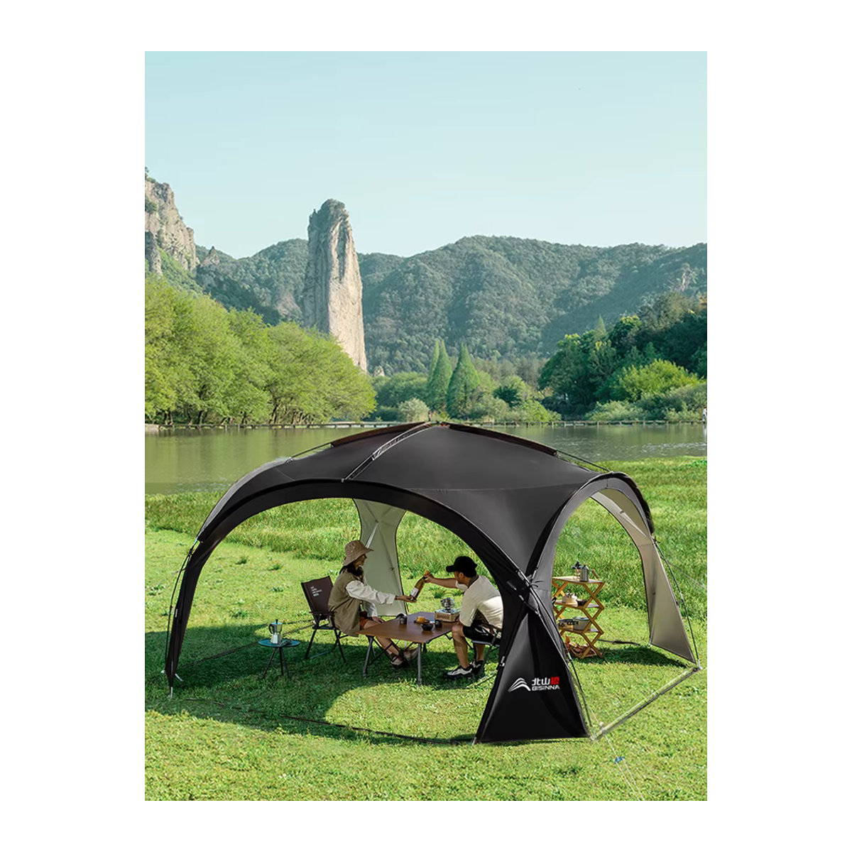 Bisinna Outdoor Camping Kuppel Zelt Luxus Rundzelt mit Baldachin für Garten und Picknick - Bild 6