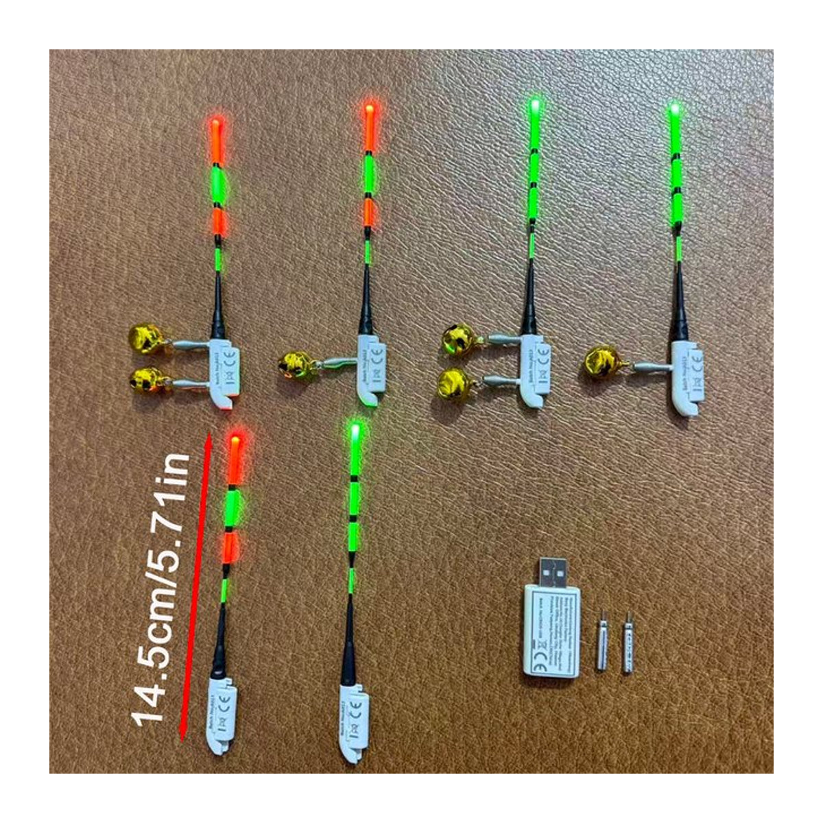 Bite Float Nachtangel-Stablichter Set in Schwarz/Weiß mit 2 Stablichtern, 2 wiederaufladbaren CR425 Batterien und USB-Ladegerät - Bild 1