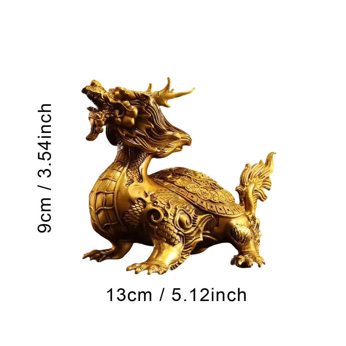 Bixie Beast Messing-Drachenschildkröte als goldene Schreibtisch-Statue für Feng Shui Reichtum und Schutz als dekoratives Kunstobjekt für dein Zuhause oder Büro - Bild 6