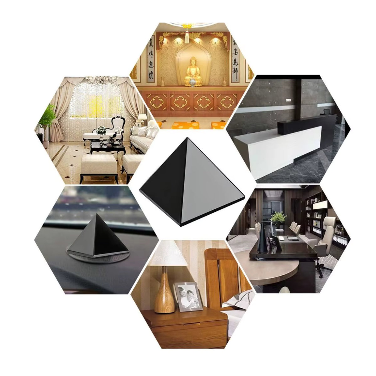 Blace Obsidian Pyramide aus schwarzem Naturstein als poliertes Kristall-Dekor für Reiki und Energiearbeit - Bild 3