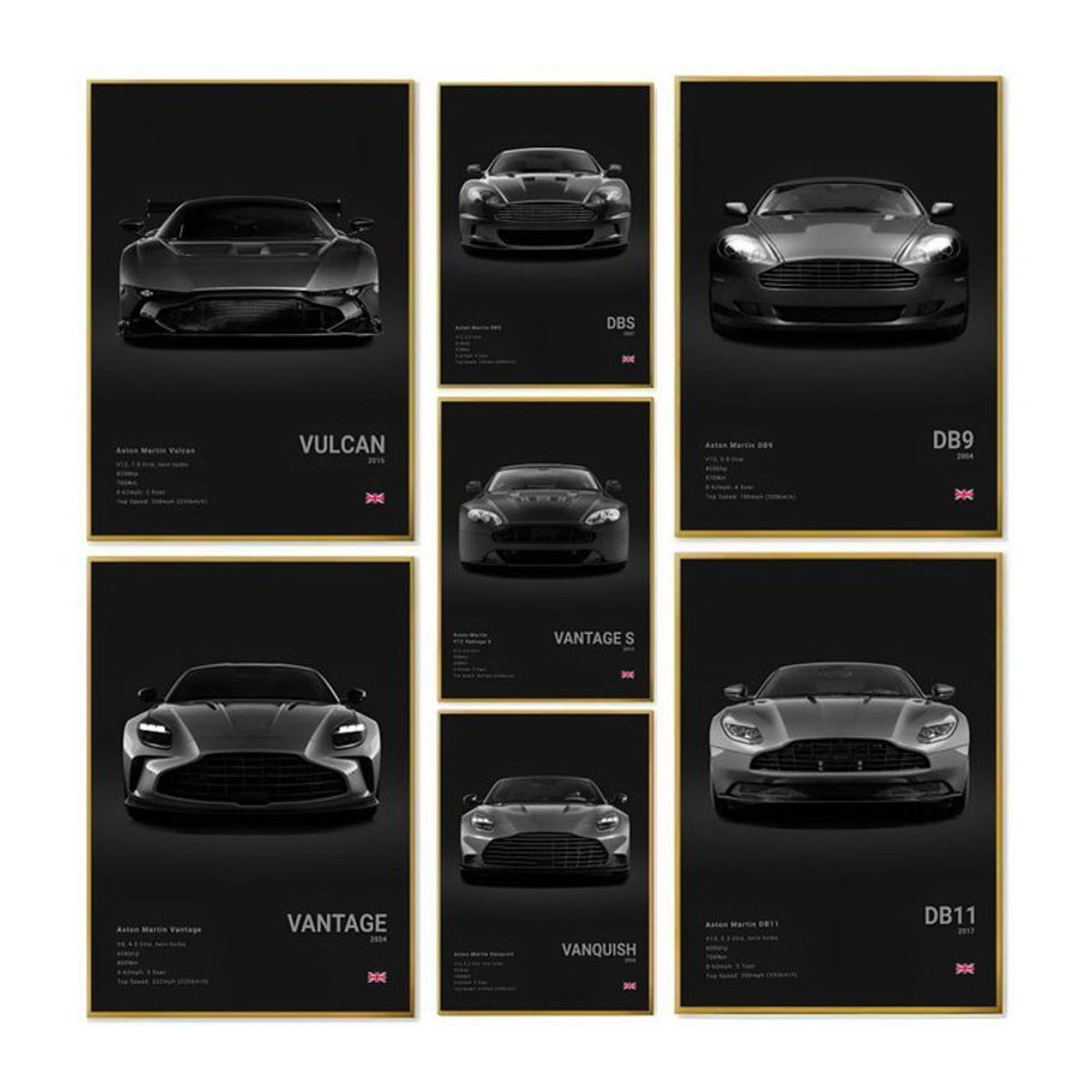 BLACK DECOR Vantage Poster Cooles Auto, Schwarz, Wasserdichtes HD Wandkunst Poster aus Papier, Rechteckig - Bild 1