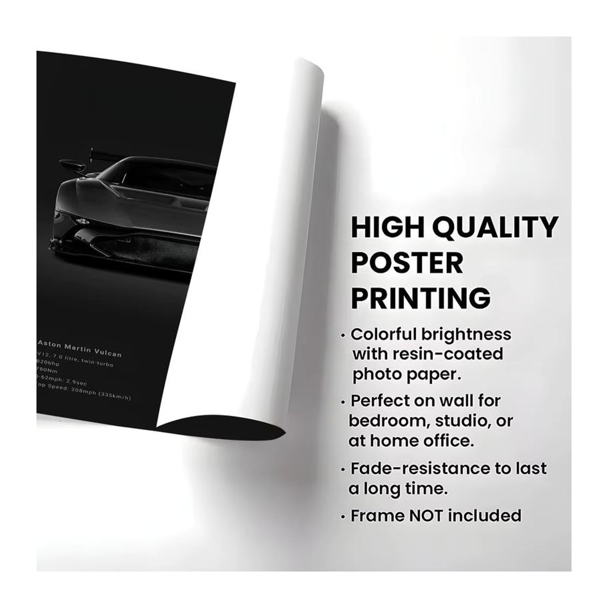 BLACK DECOR Vantage Poster Cooles Auto, Schwarz, Wasserdichtes HD Wandkunst Poster aus Papier, Rechteckig - Bild 3