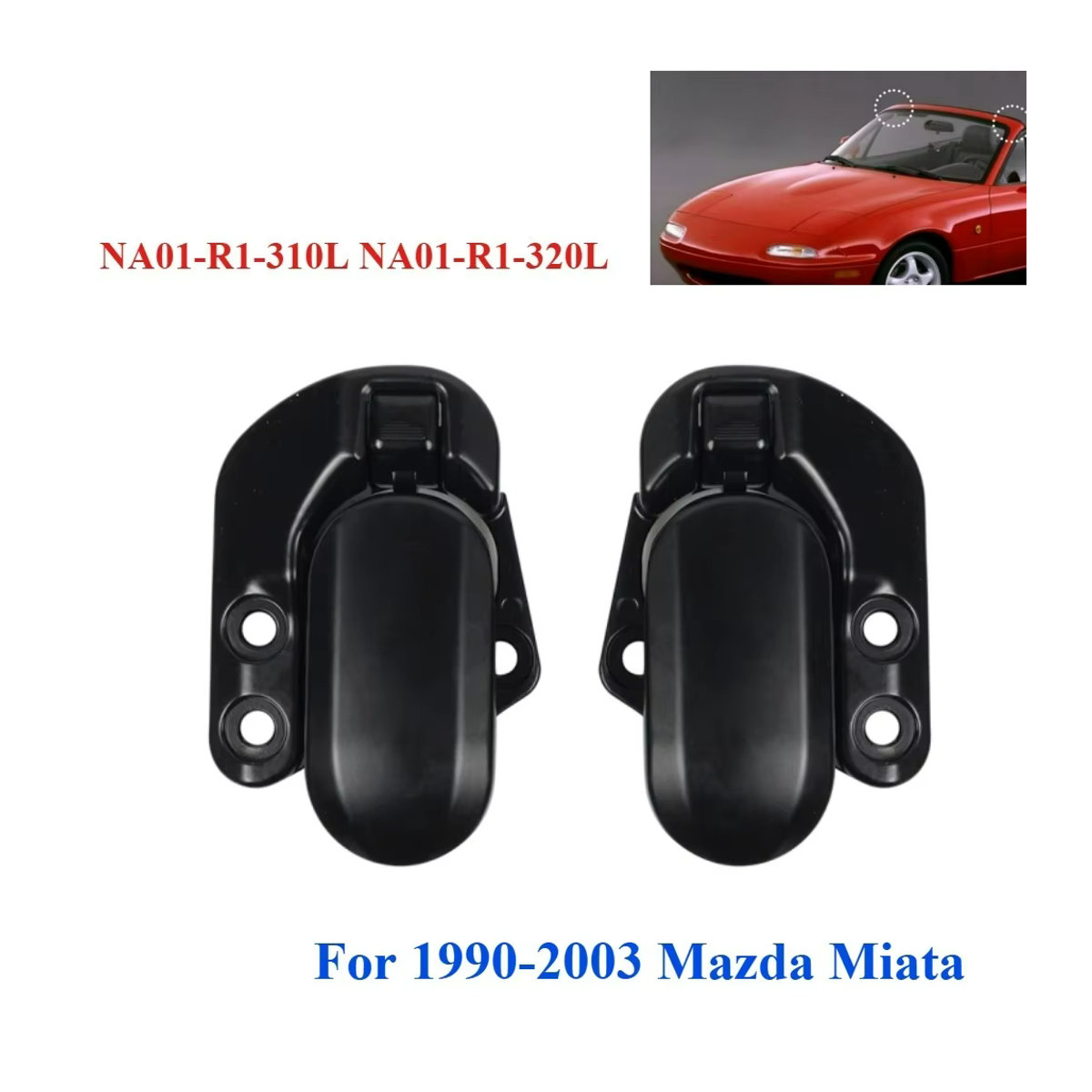 Black Works Racing Umwandelbare Dachriegel Set links und rechts mit weichem Oberteil für Mazda Miata 1990–2003, Schwarz - Bild 7