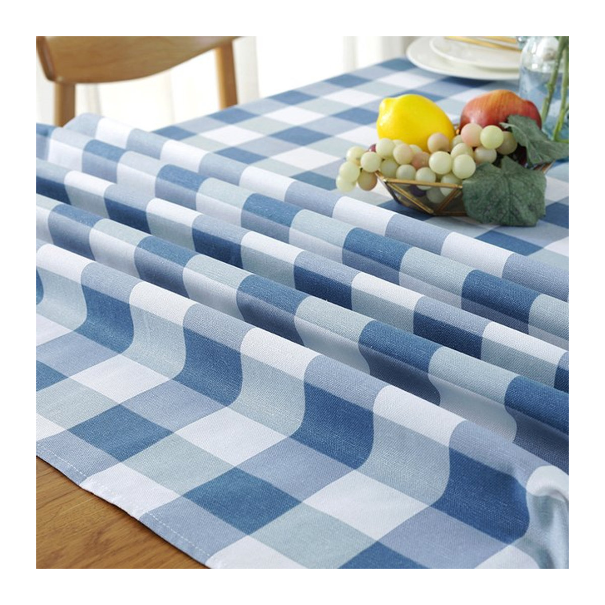 Blau karierte Tischdecke von LOVRTRAVEL für deinen Couchtisch in rechteckiger Form - Bild 1