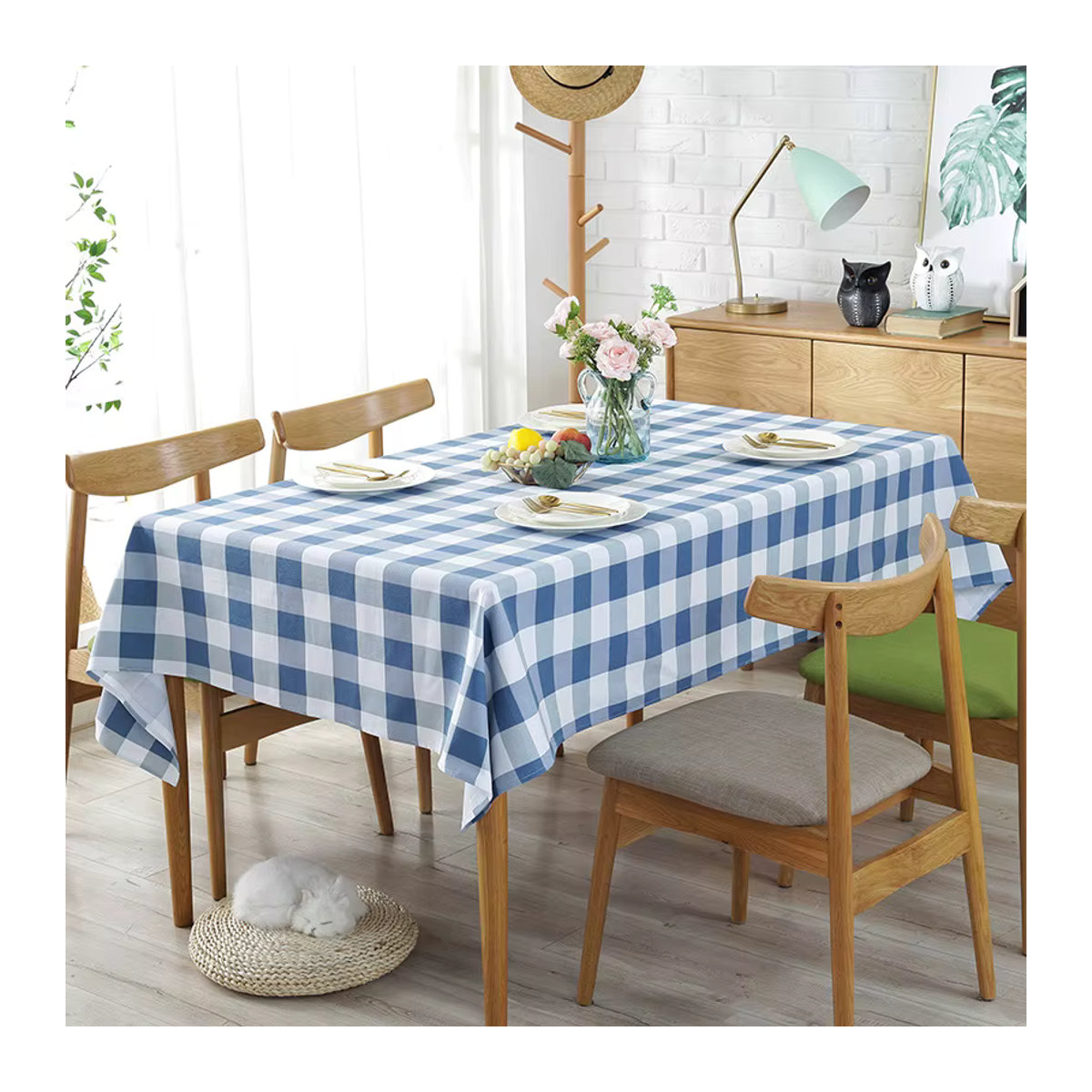 Blau karierte Tischdecke von LOVRTRAVEL für deinen Couchtisch in rechteckiger Form - Bild 2